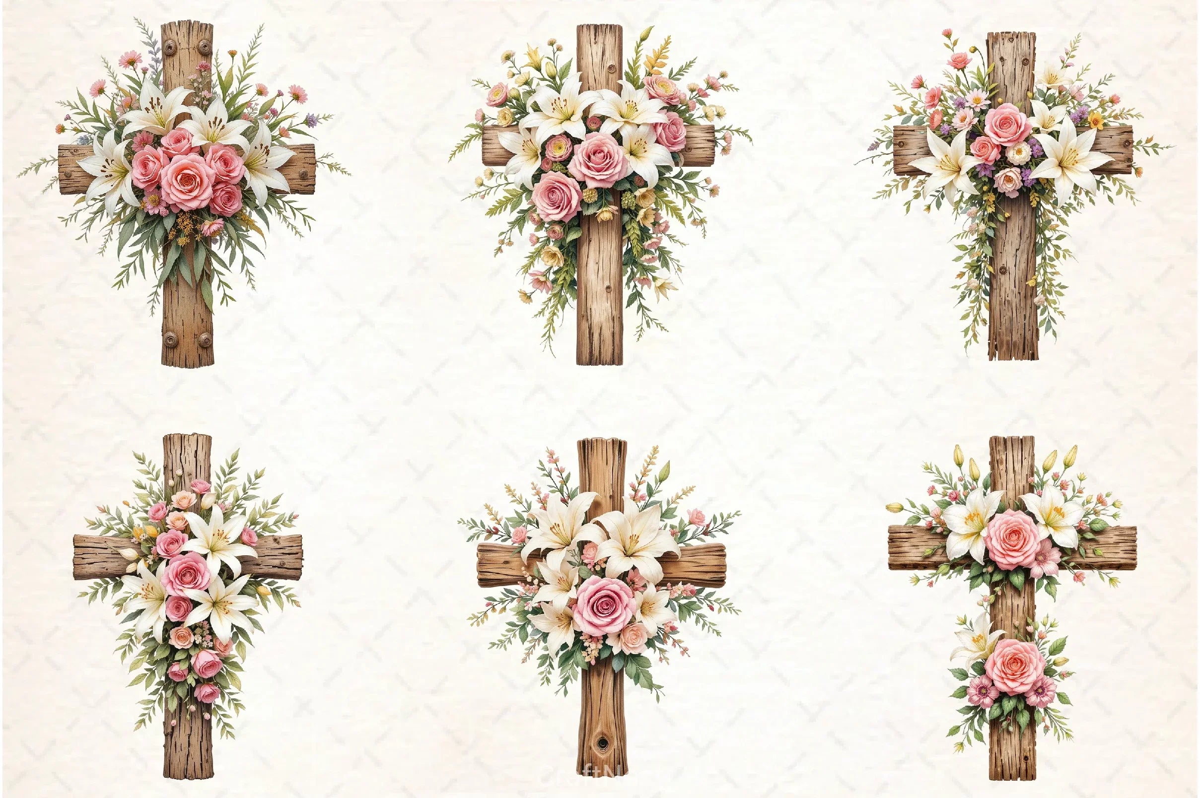 Floral Cross Clipart Bundle 2 - CraftNest - Digital Crafting and Art