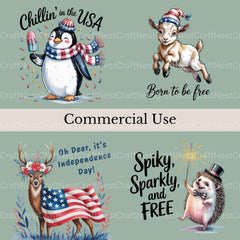 4Th Of July Animals 2 Clipart Bundle - CraftNest - Digital Crafting and Art