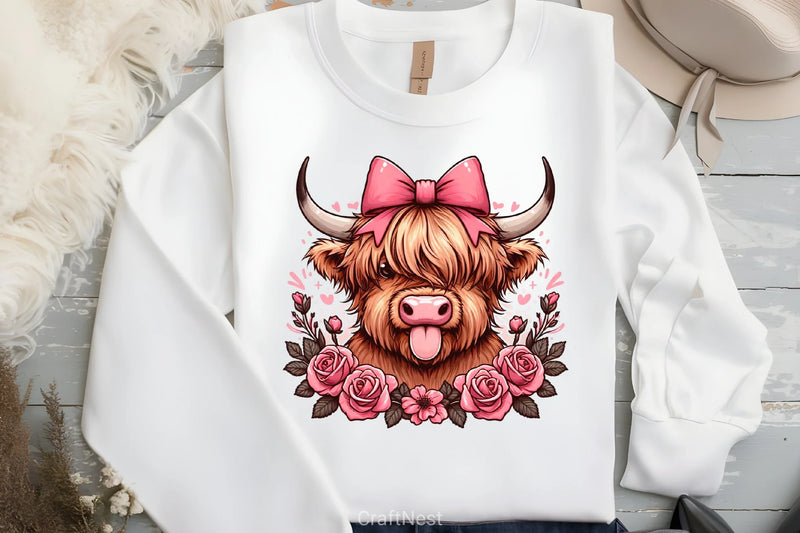 Highland Cow Valentine Clipart Bundle 4 - CraftNest - Digital Crafting and Art