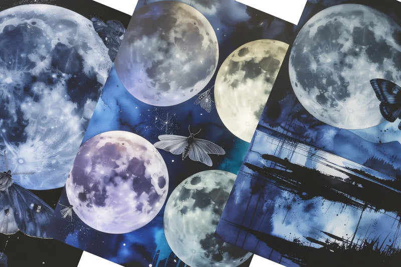 Moths & Moons Junk Journal Papers - CraftNest - Digital Crafting and Art
