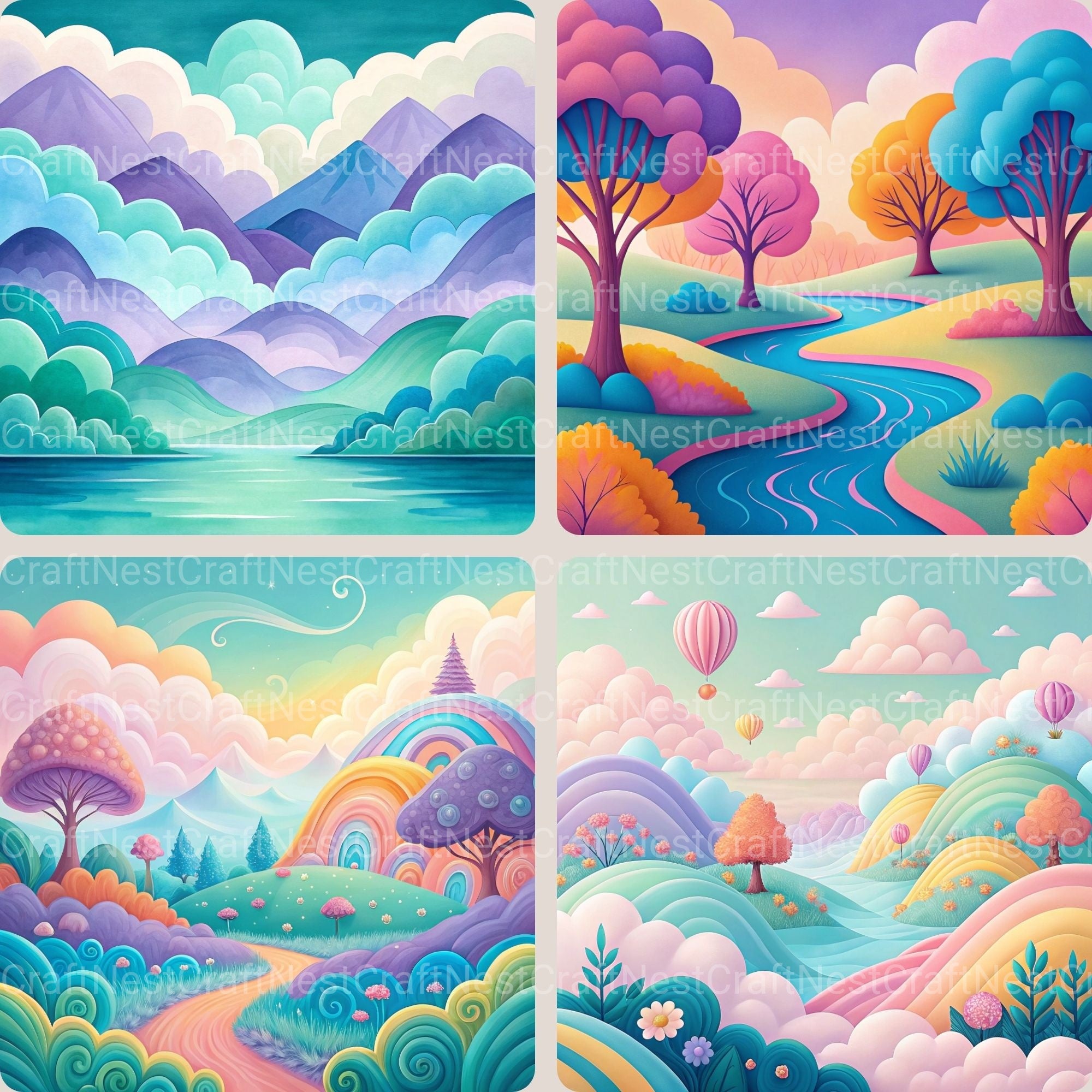 Whimsical Landscapes Clipart Bundle - CraftNest - Digital Crafting and Art