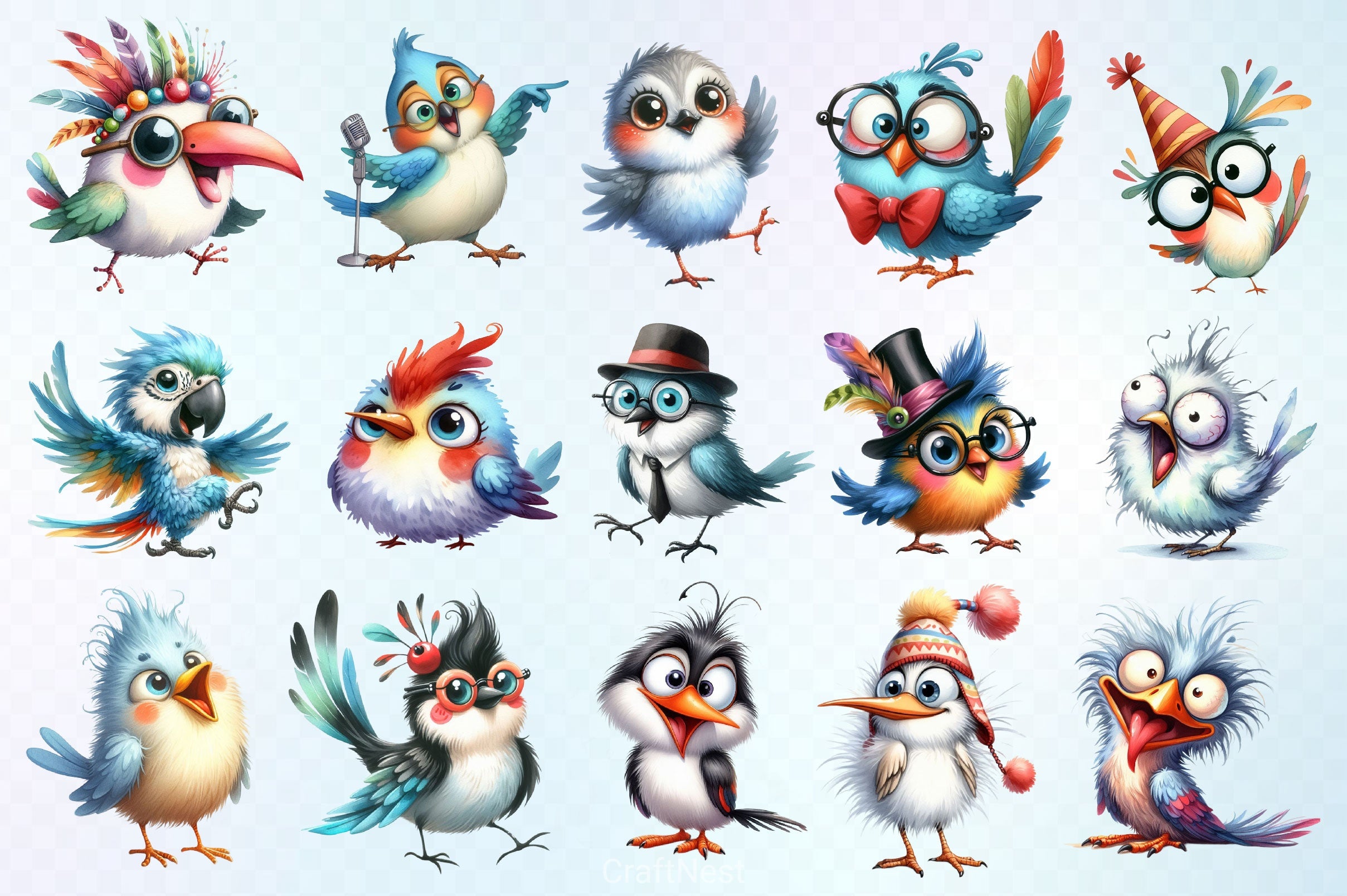 Funny Bird Clipart Bundle 4 - CraftNest - Digital Crafting and Art