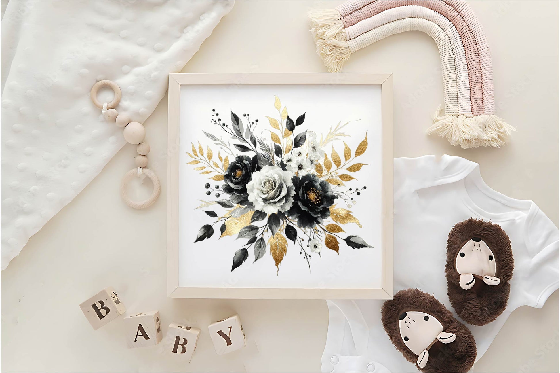 Black White And Gold Flowers Clipart Bundle - CraftNest - Digital Crafting and Art