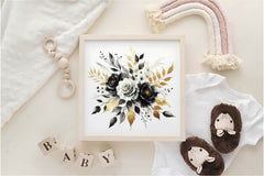 Black White And Gold Flowers Clipart Bundle - CraftNest - Digital Crafting and Art