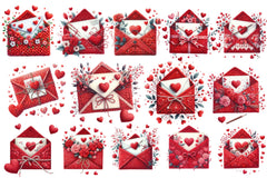 Red Valentine Crochet Envelopes Clipart Bundle - CraftNest - Digital Crafting and Art