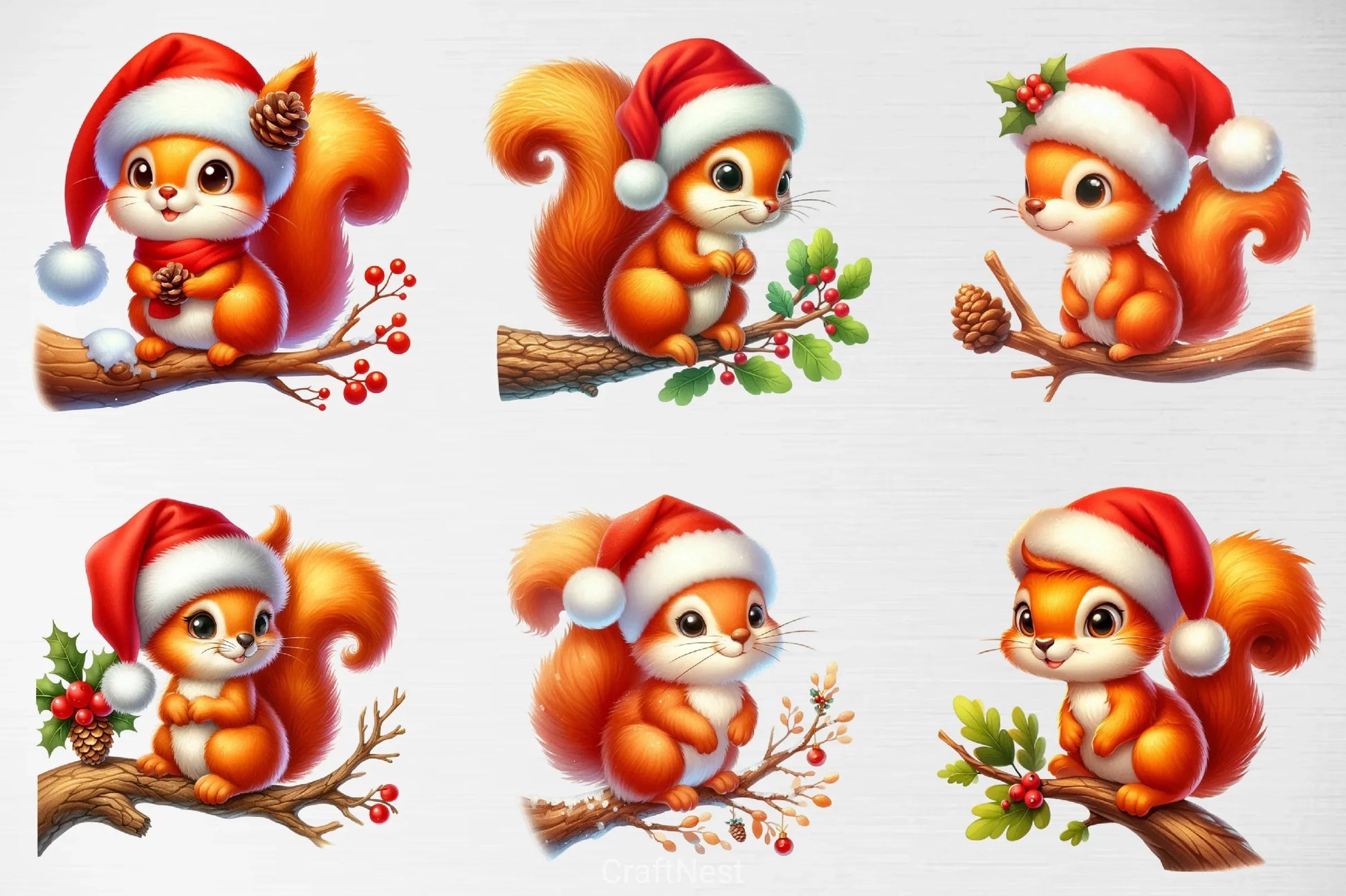Christmas Squirrel Clipart Bundle - CraftNest - Digital Crafting and Art