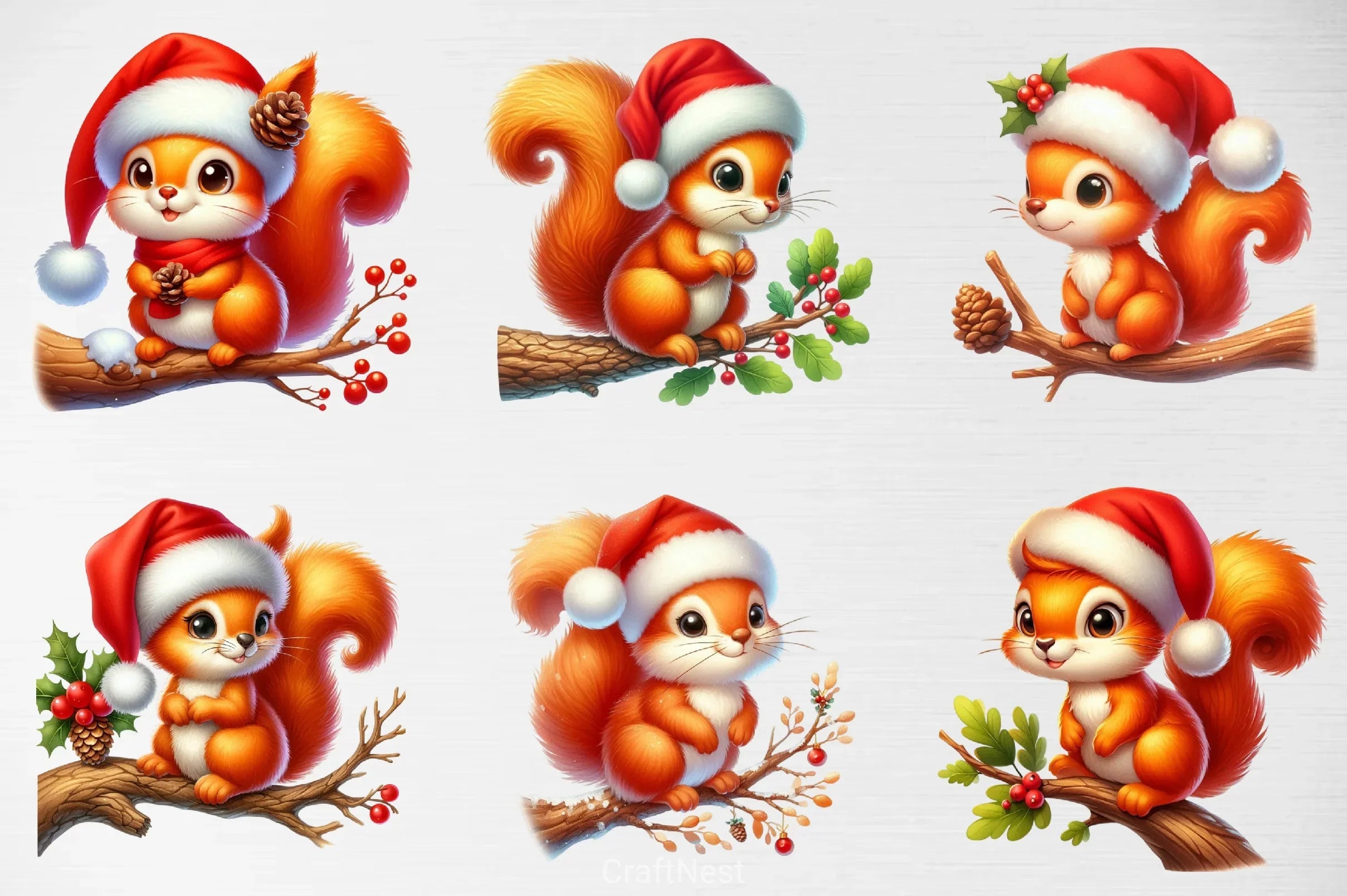 Christmas Squirrel Clipart Bundle - CraftNest - Digital Crafting and Art