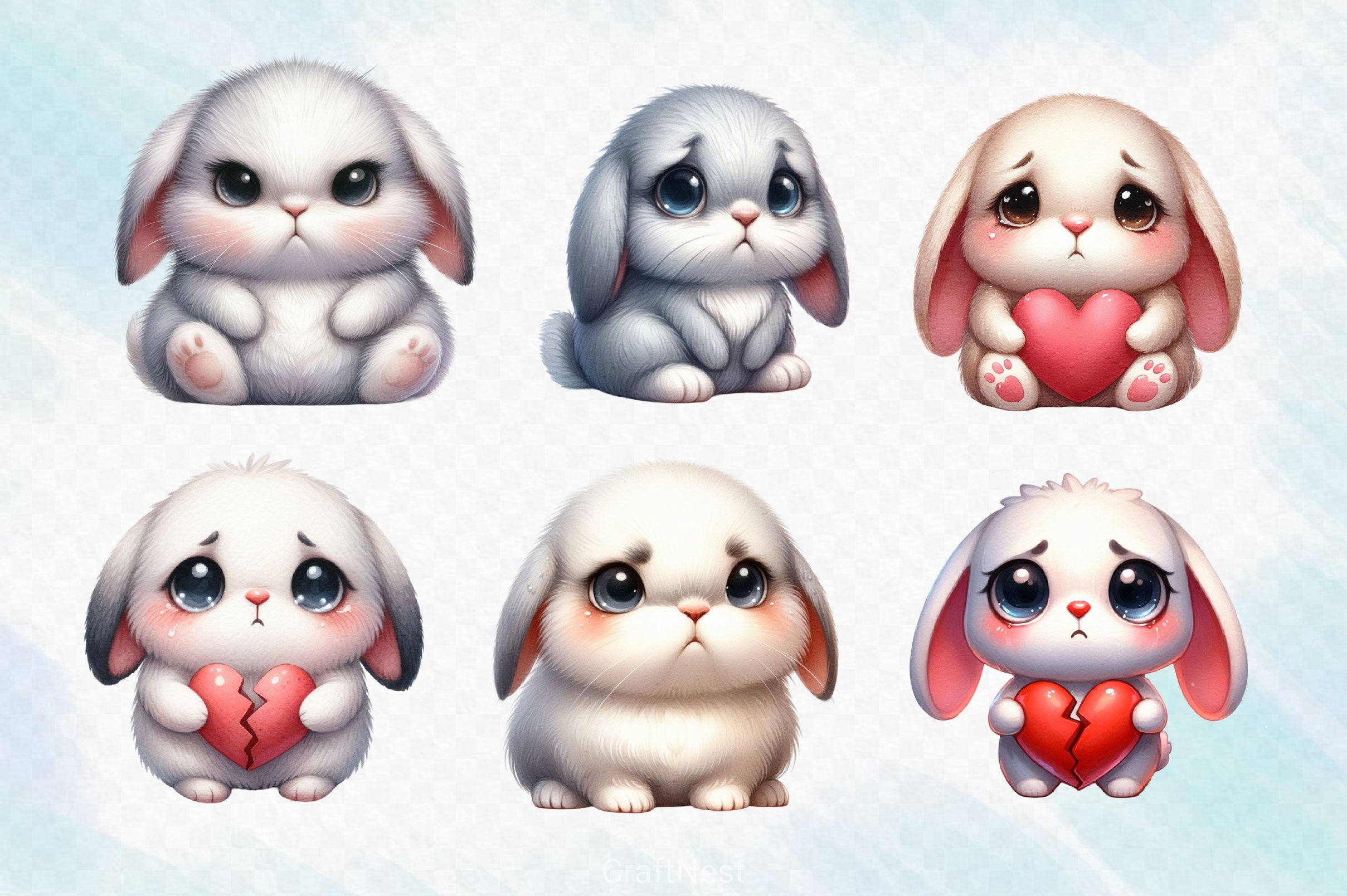 Cute Grumpy Bunny Clipart Bundle - CraftNest - Digital Crafting and Art
