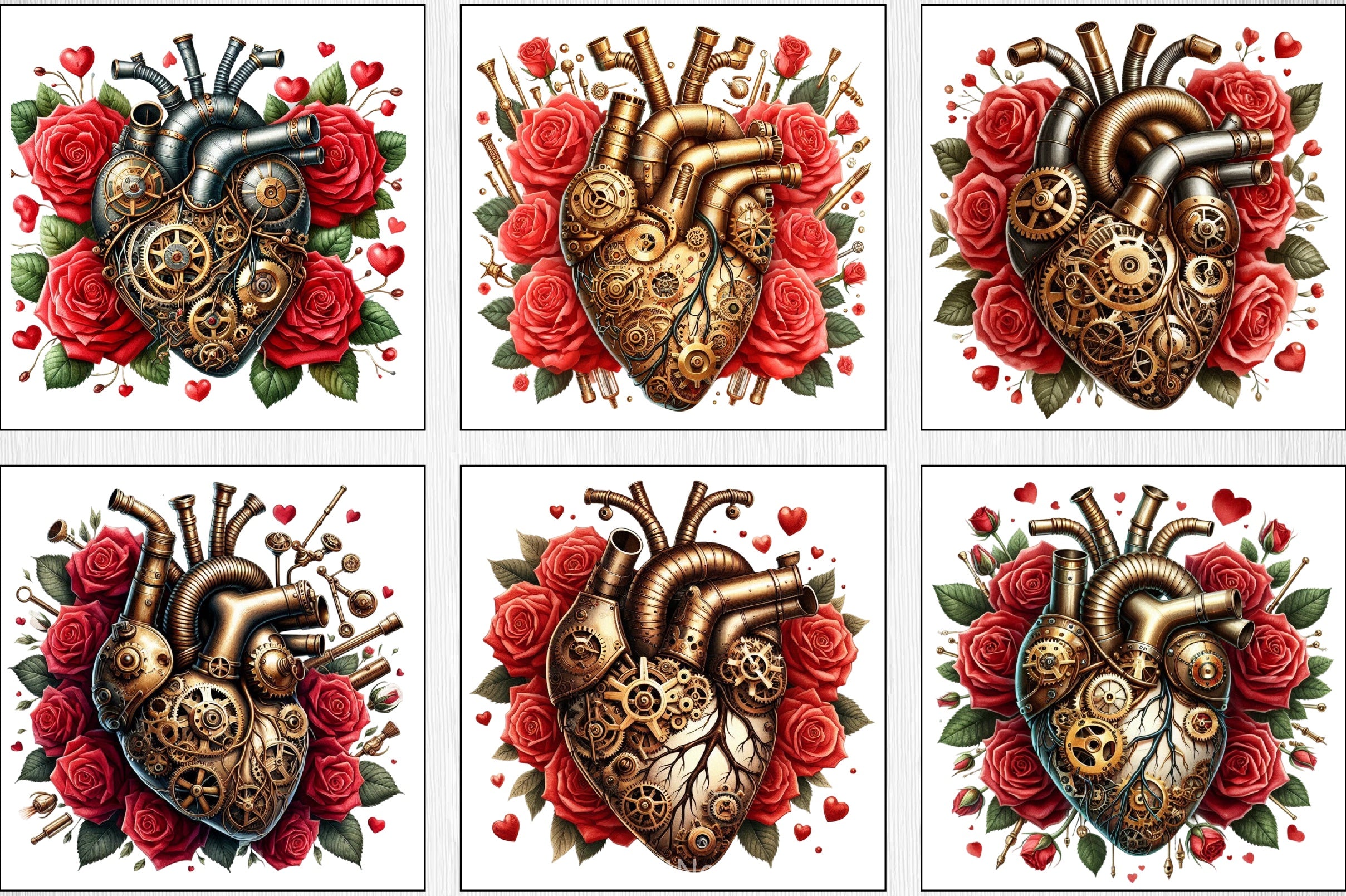 Valentine Steampunk Heart Clipart Bundle - CraftNest - Digital Crafting and Art