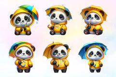 Funny Little Pandas Umbrella Clipart Bundle 2 - CraftNest - Digital Crafting and Art