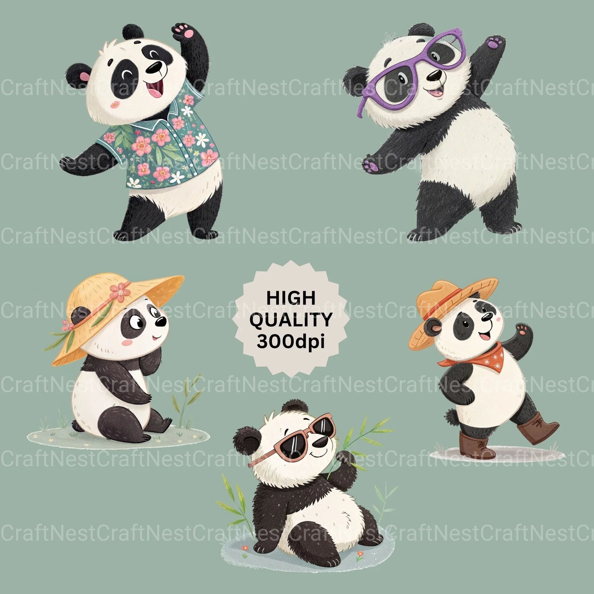 Panda Clipart Bundle - CraftNest - Digital Crafting and Art