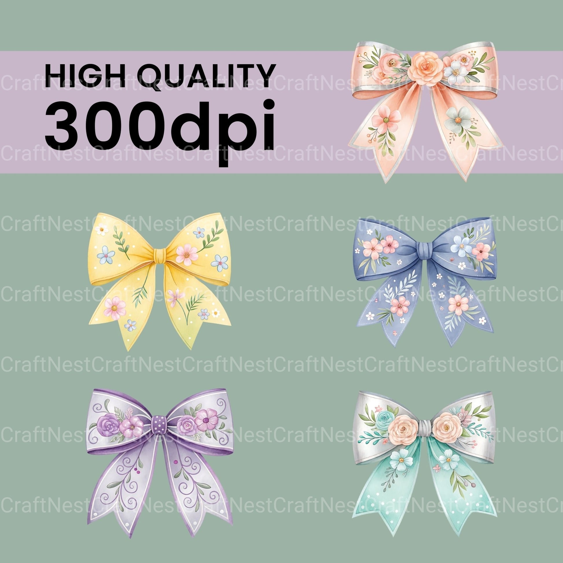 Floral Bows Clipart Bundle - CraftNest - Digital Crafting and Art