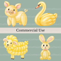 Balloon Animals Yellow Clipart Bundle - CraftNest - Digital Crafting and Art