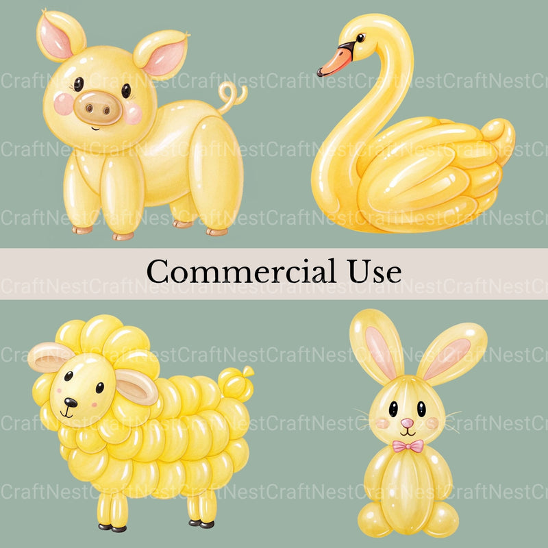 Balloon Animals Yellow Clipart Bundle - CraftNest - Digital Crafting and Art