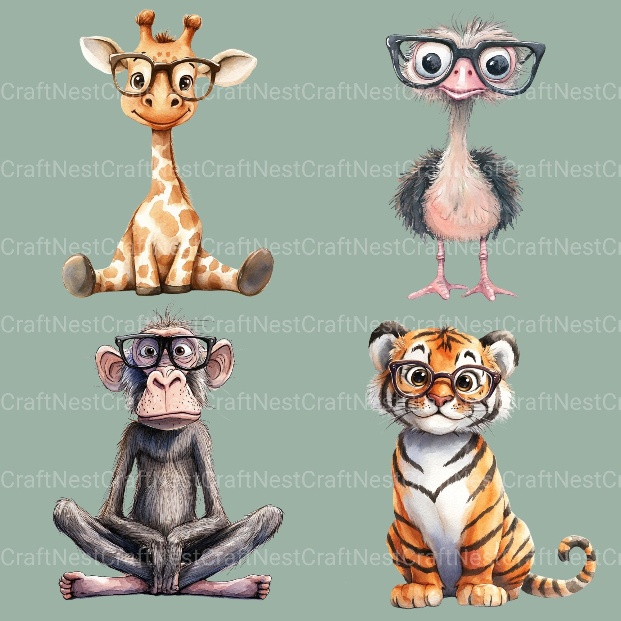 Animals Wearing Glasses Clipart Bundle - CraftNest - Digital Crafting and Art