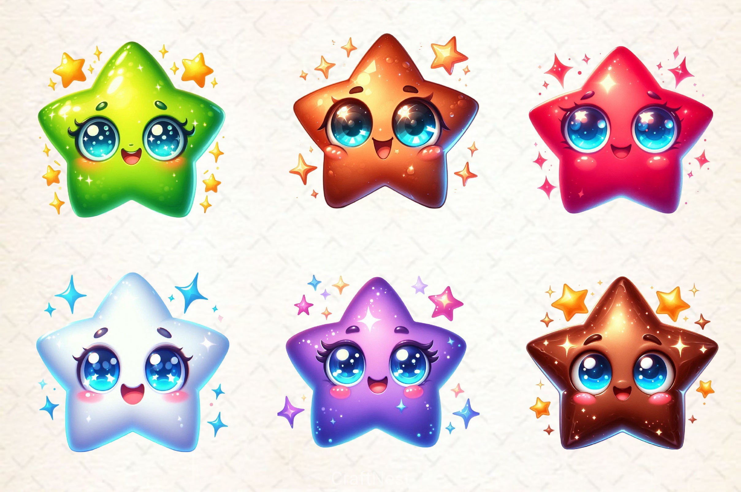 Kawaii Star Clipart Bundle 2 - CraftNest - Digital Crafting and Art