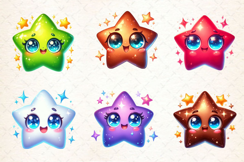 Kawaii Star Clipart Bundle 2 - CraftNest - Digital Crafting and Art