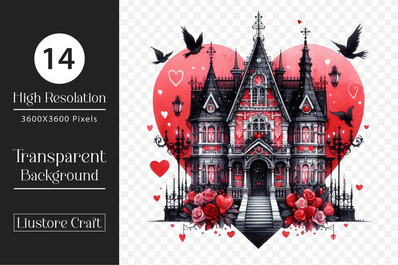 Valentine Gothic House Clipart Bundle - CraftNest - Digital Crafting and Art
