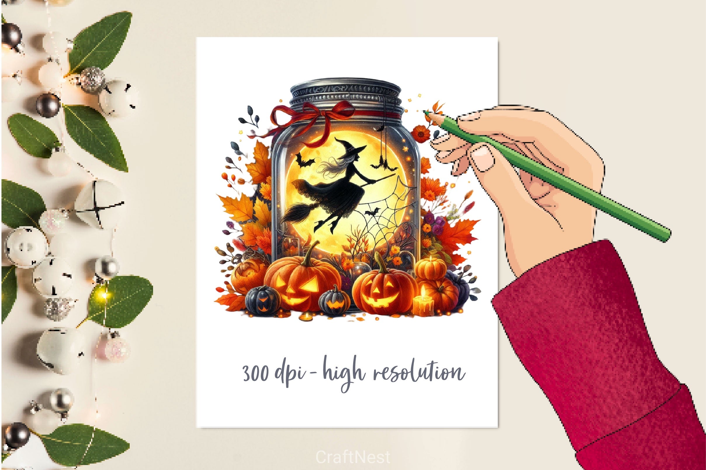 Halloween Jar Witch Clipart Bundle - CraftNest - Digital Crafting and Art