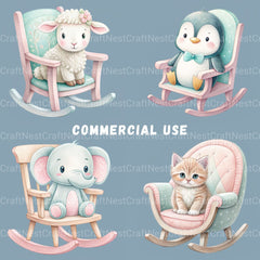 Rocking Chair Nursery Animals Clipart Bundle - CraftNest - Digital Crafting and Art