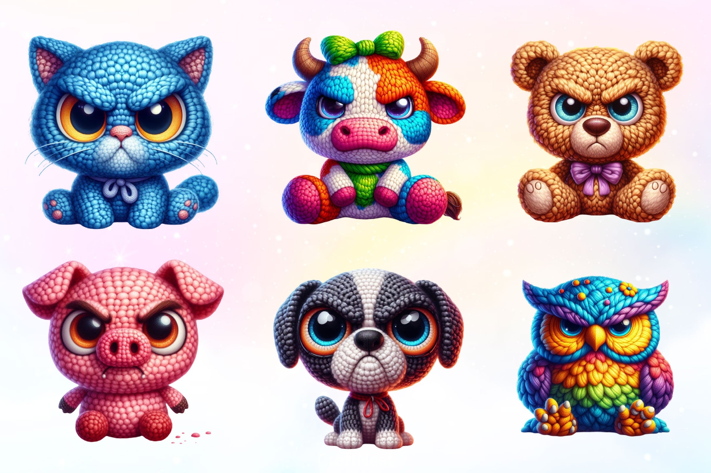 Crochet Grumpy Animals Clipart Bundle - CraftNest - Digital Crafting and Art