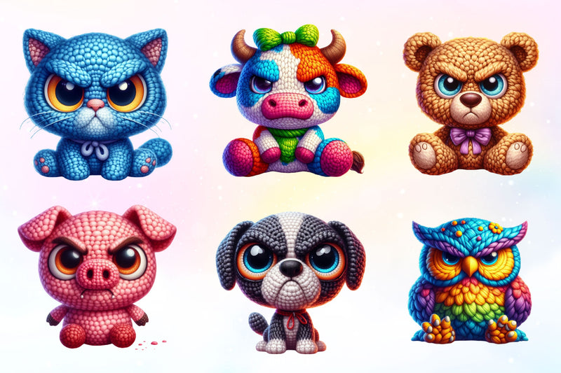 Crochet Grumpy Animals Clipart Bundle - CraftNest - Digital Crafting and Art