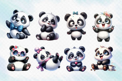 Funny Cute Panda Clipart Bundle - CraftNest - Digital Crafting and Art