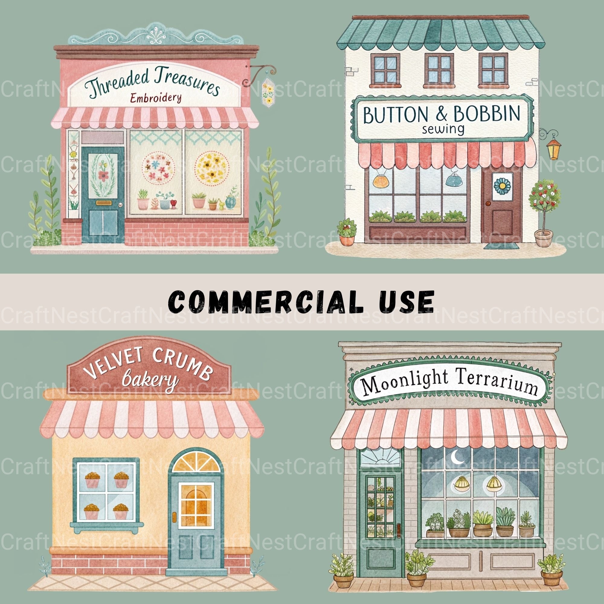 Village Shops Clipart Bundle - CraftNest - Digital Crafting and Art