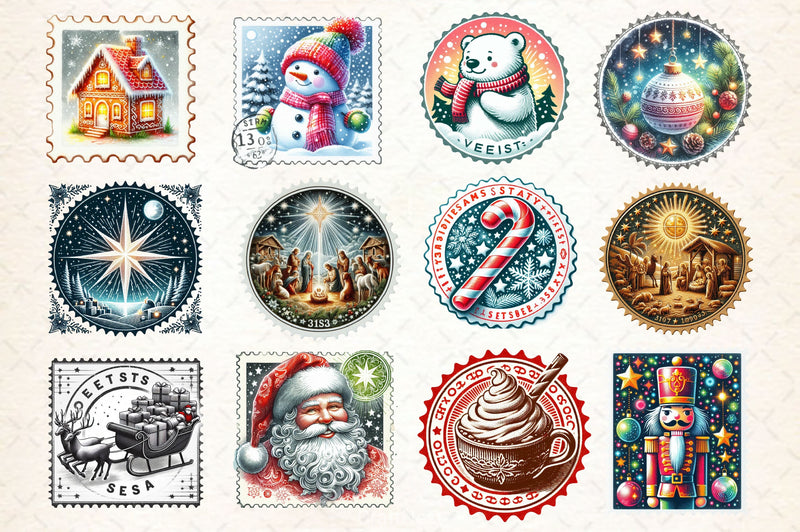 Christmas Stamps Clipart Bundle 2 - CraftNest - Digital Crafting and Art