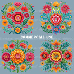 Mexican Flowers 3 Clipart Bundle - CraftNest - Digital Crafting and Art