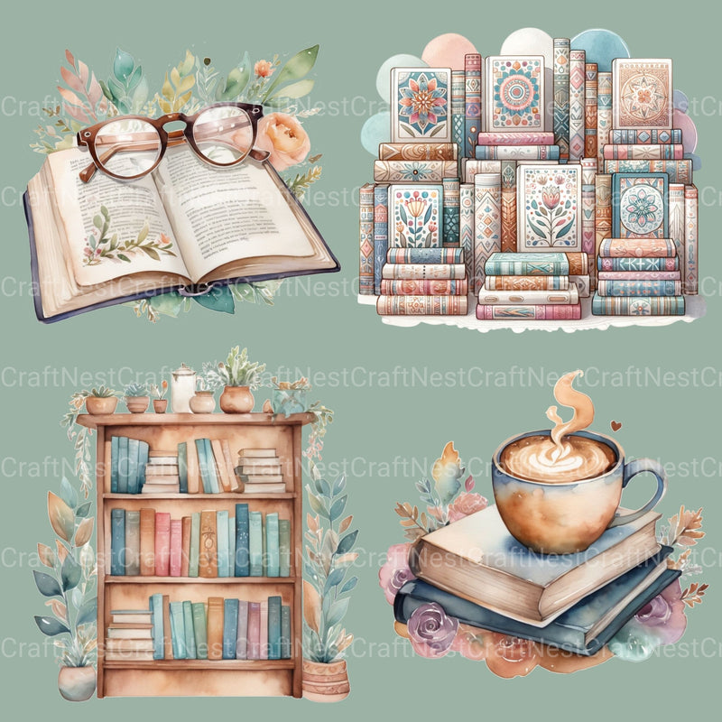 Boho Books Clipart Bundle - CraftNest - Digital Crafting and Art