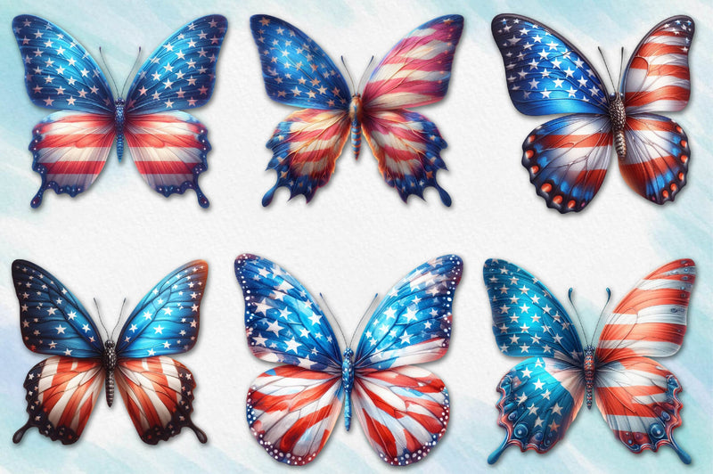 Butterfly American Flag Clipart Bundle - CraftNest - Digital Crafting and Art
