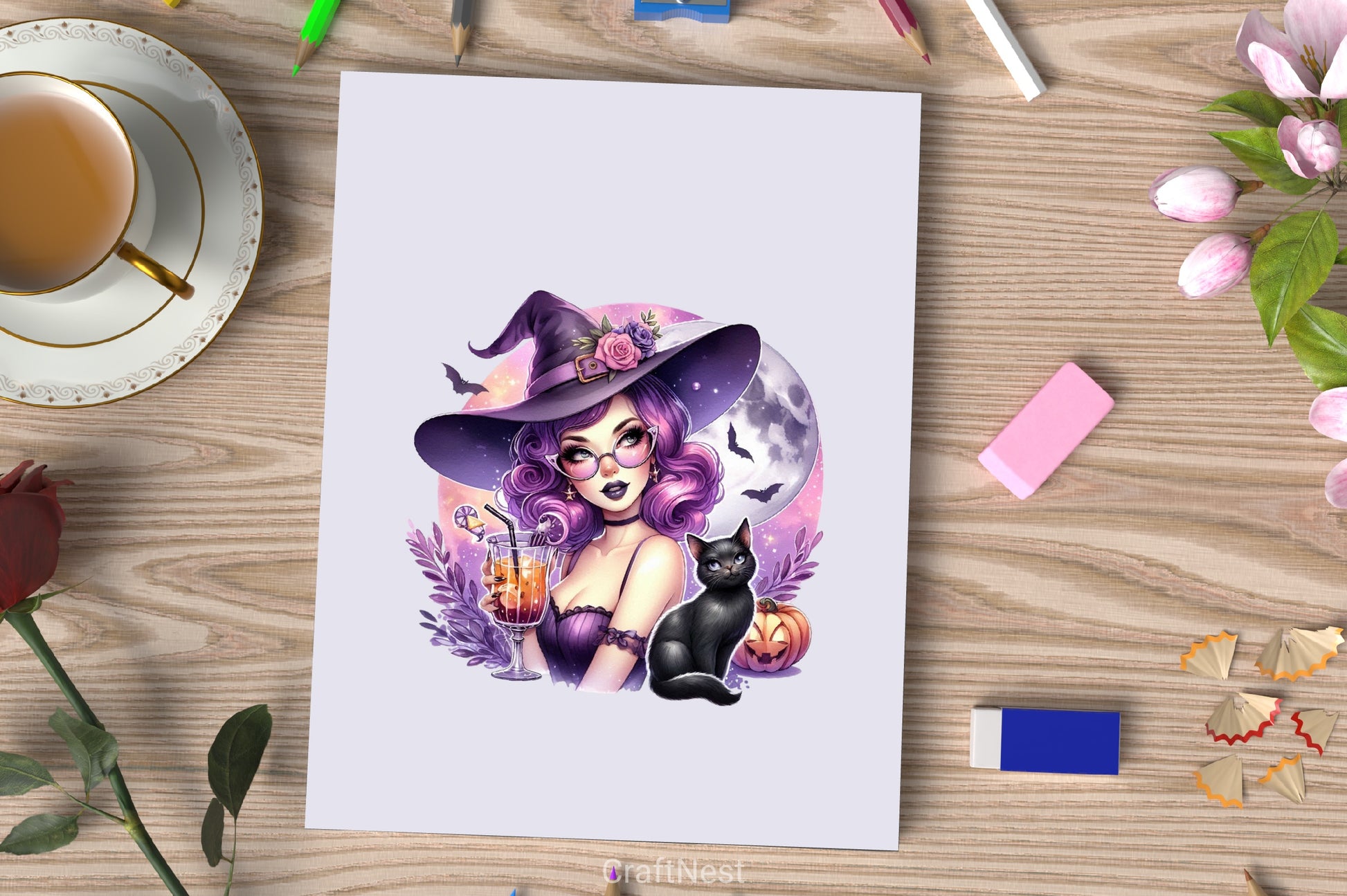 Halloween Witch Girl Clipart Bundle 1 - CraftNest - Digital Crafting and Art