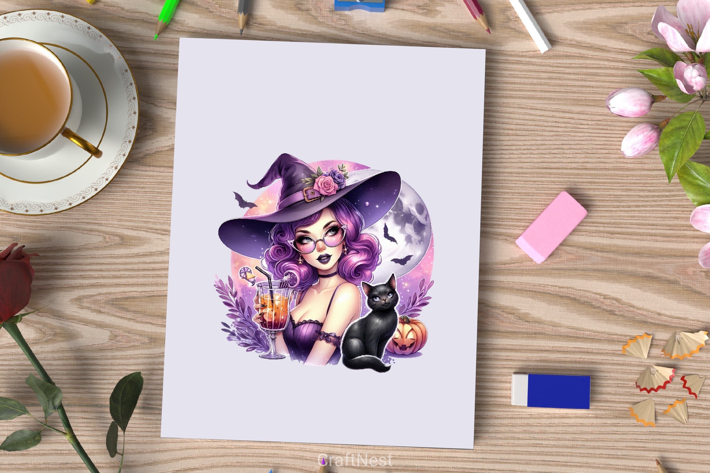 Halloween Witch Girl Clipart Bundle 1 - CraftNest - Digital Crafting and Art