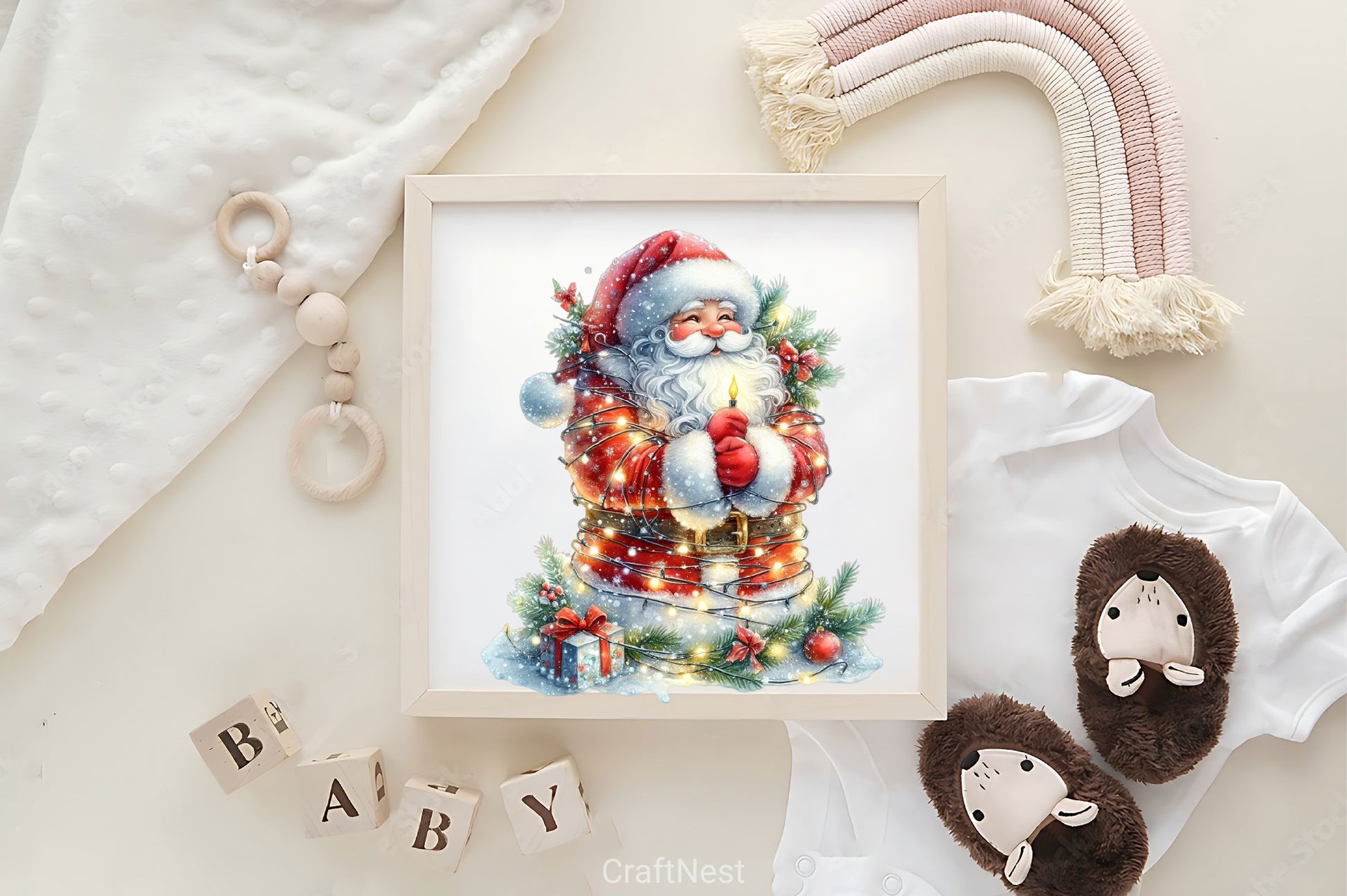 Santa Wrapped In Christmas Lights Clipart Bundle - CraftNest - Digital Crafting and Art