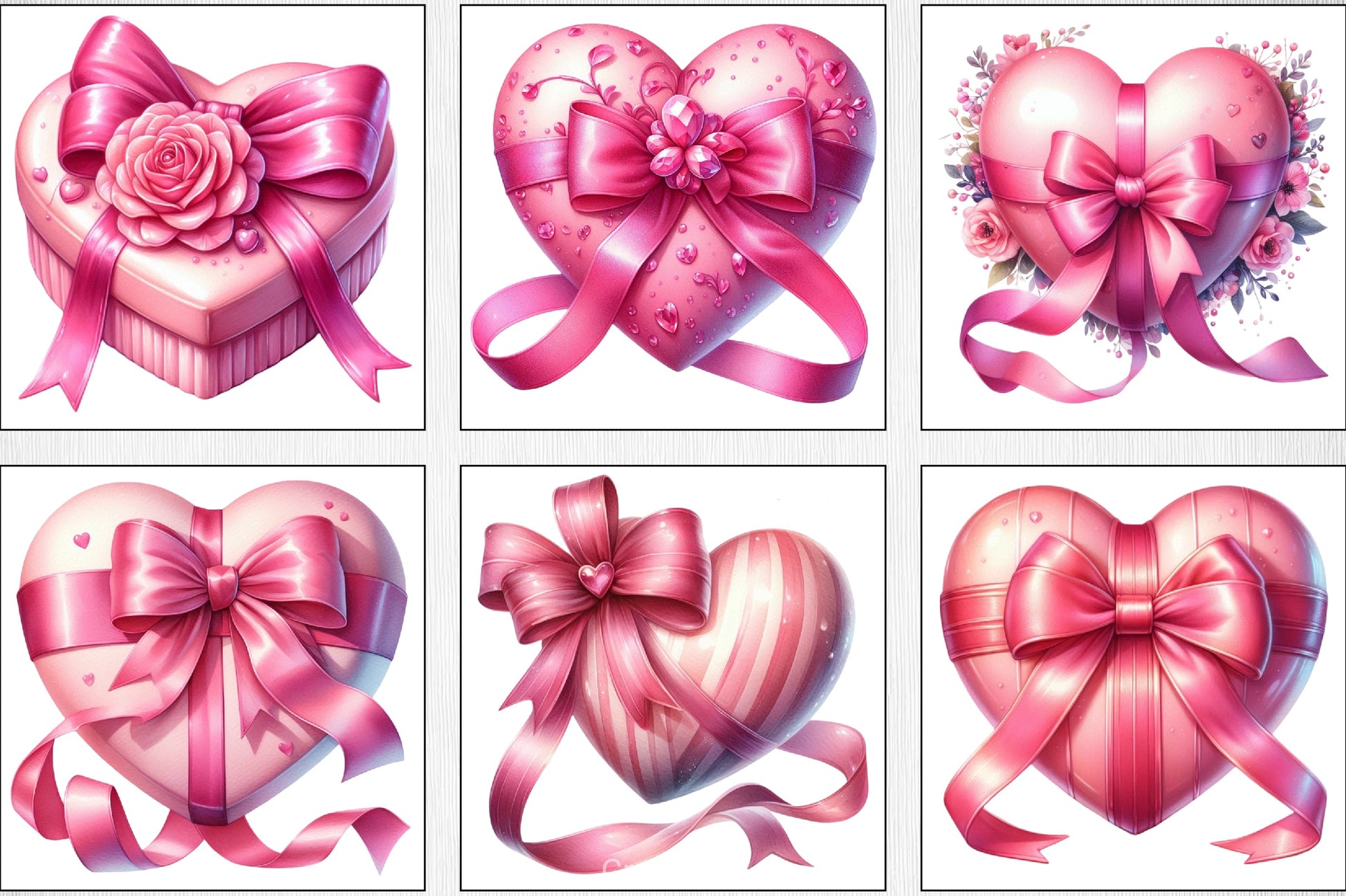 Valentine's Pink Heart Bow Clipart Bundle - CraftNest - Digital Crafting and Art