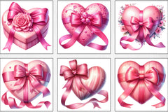 Valentine's Pink Heart Bow Clipart Bundle - CraftNest - Digital Crafting and Art