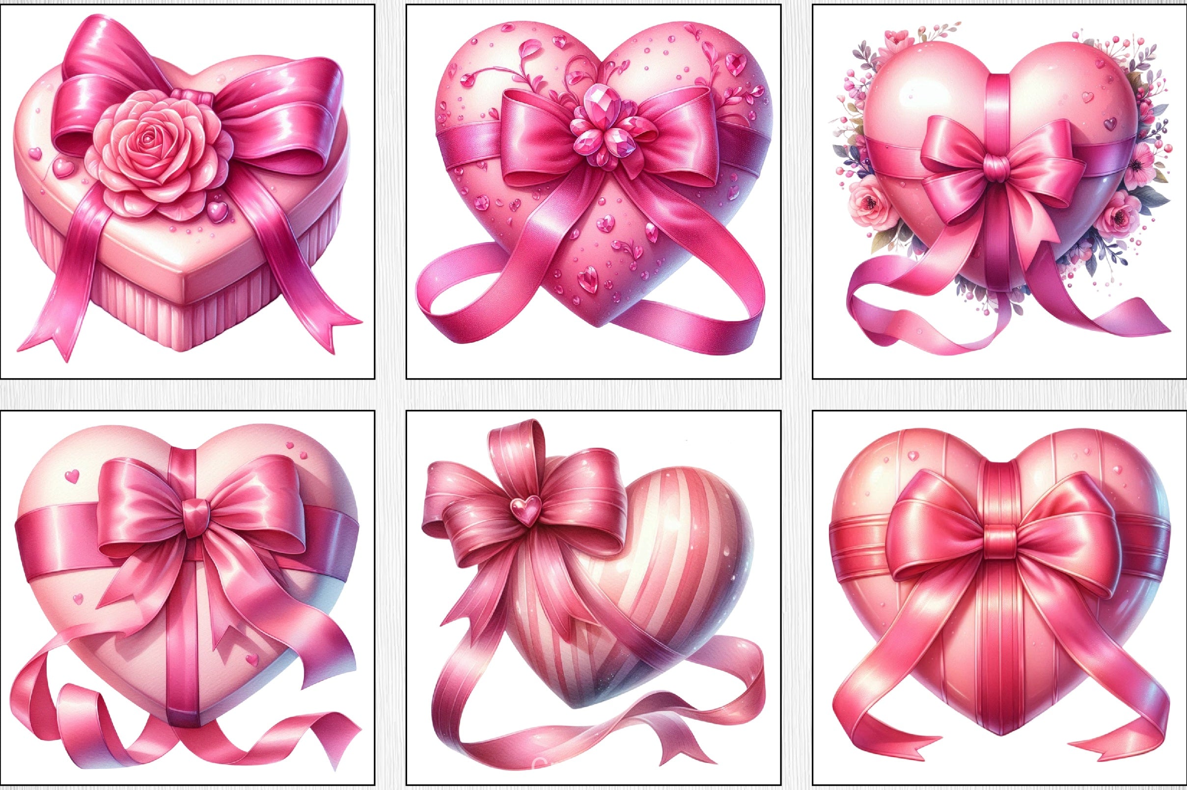 Valentine's Pink Heart Bow Clipart Bundle - CraftNest - Digital Crafting and Art