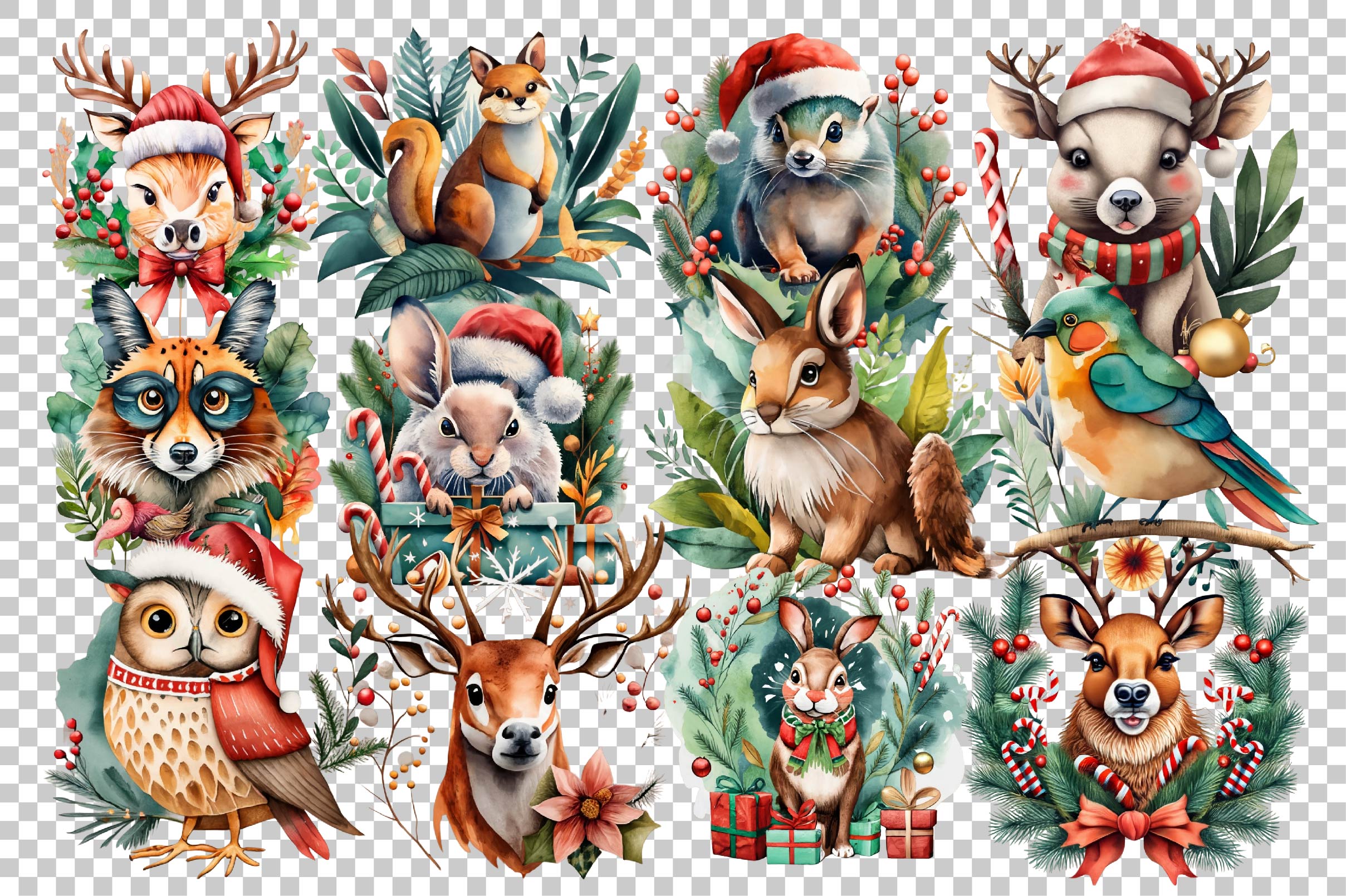 Christmas Animals Clipart Bundle 2 - CraftNest - Digital Crafting and Art