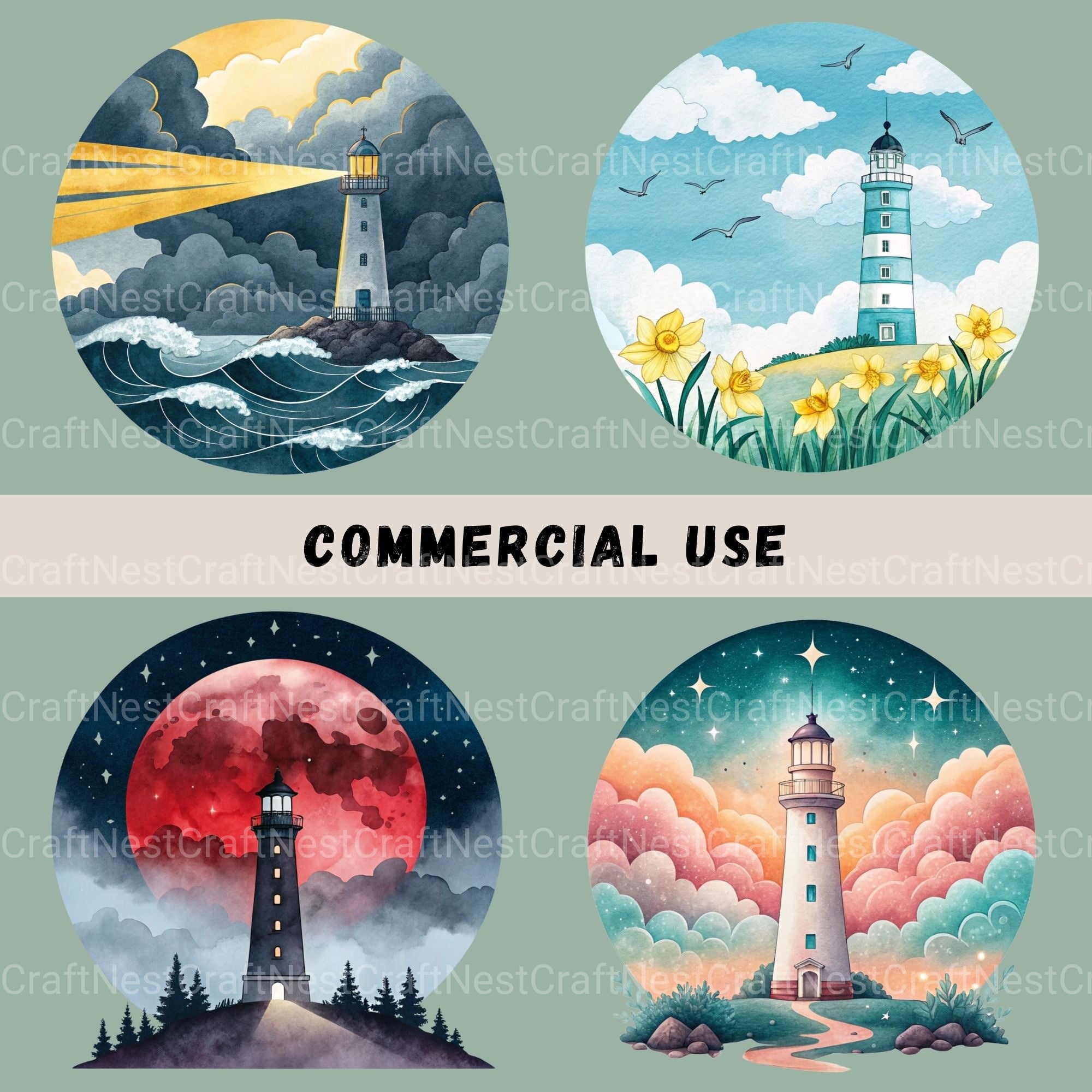 Lighthouses Updated Clipart Bundle - CraftNest - Digital Crafting and Art