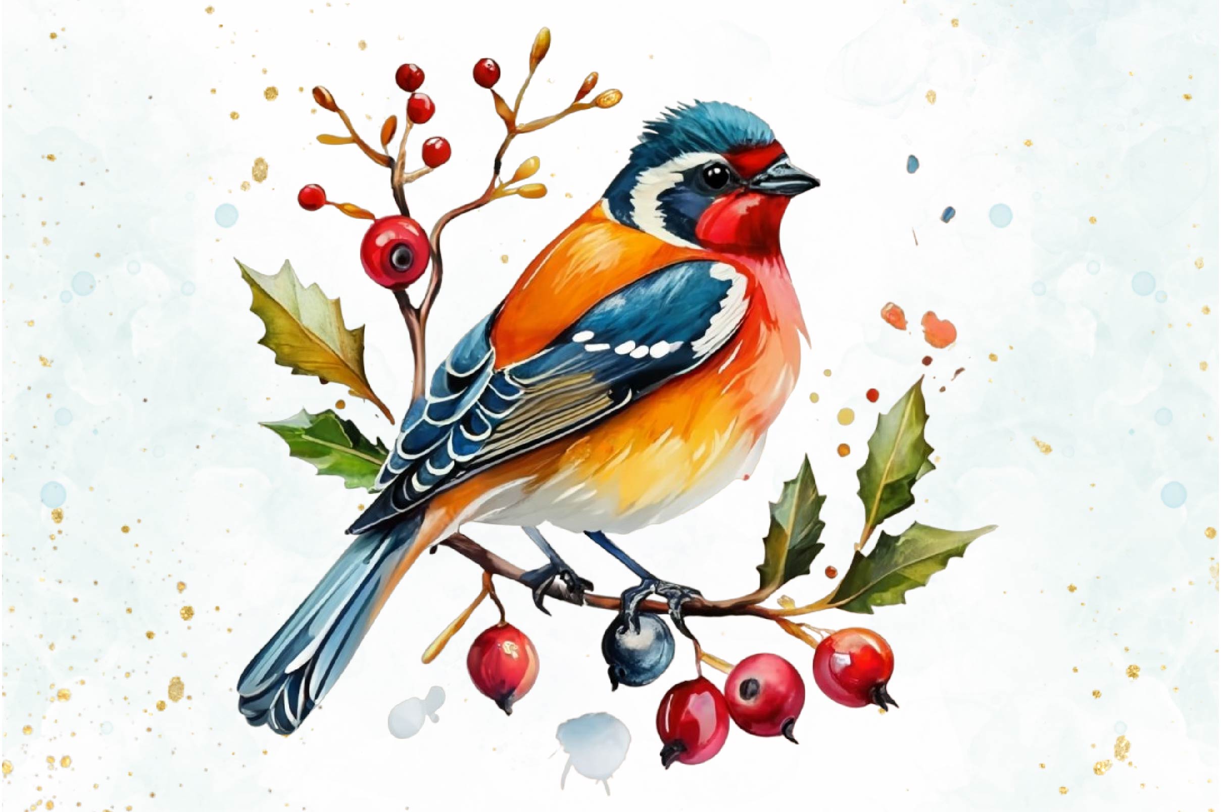 Christmas Floral Bird Clipart Bundle - CraftNest - Digital Crafting and Art