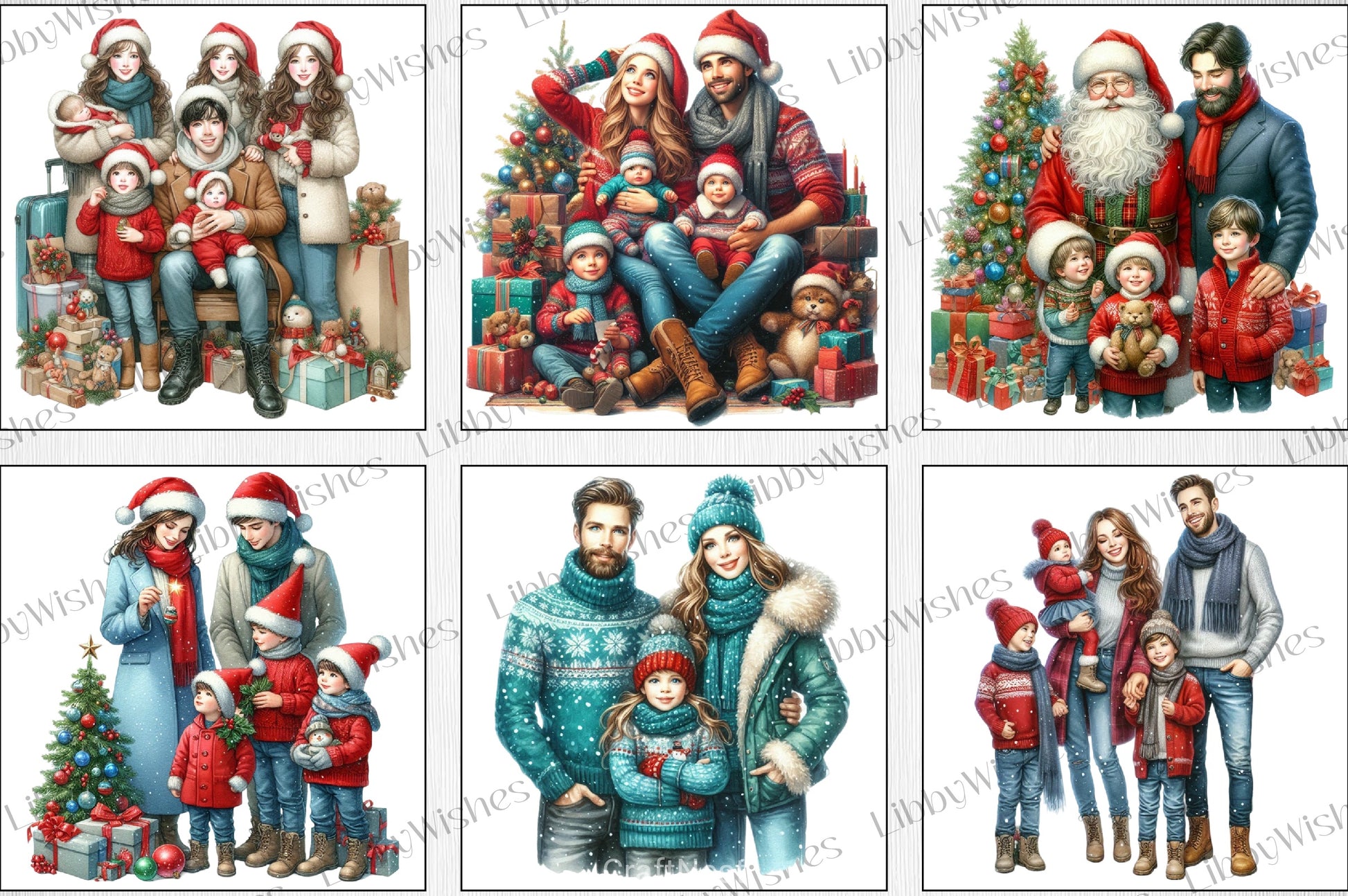 Christmas Family Clipart Bundle - CraftNest - Digital Crafting and Art