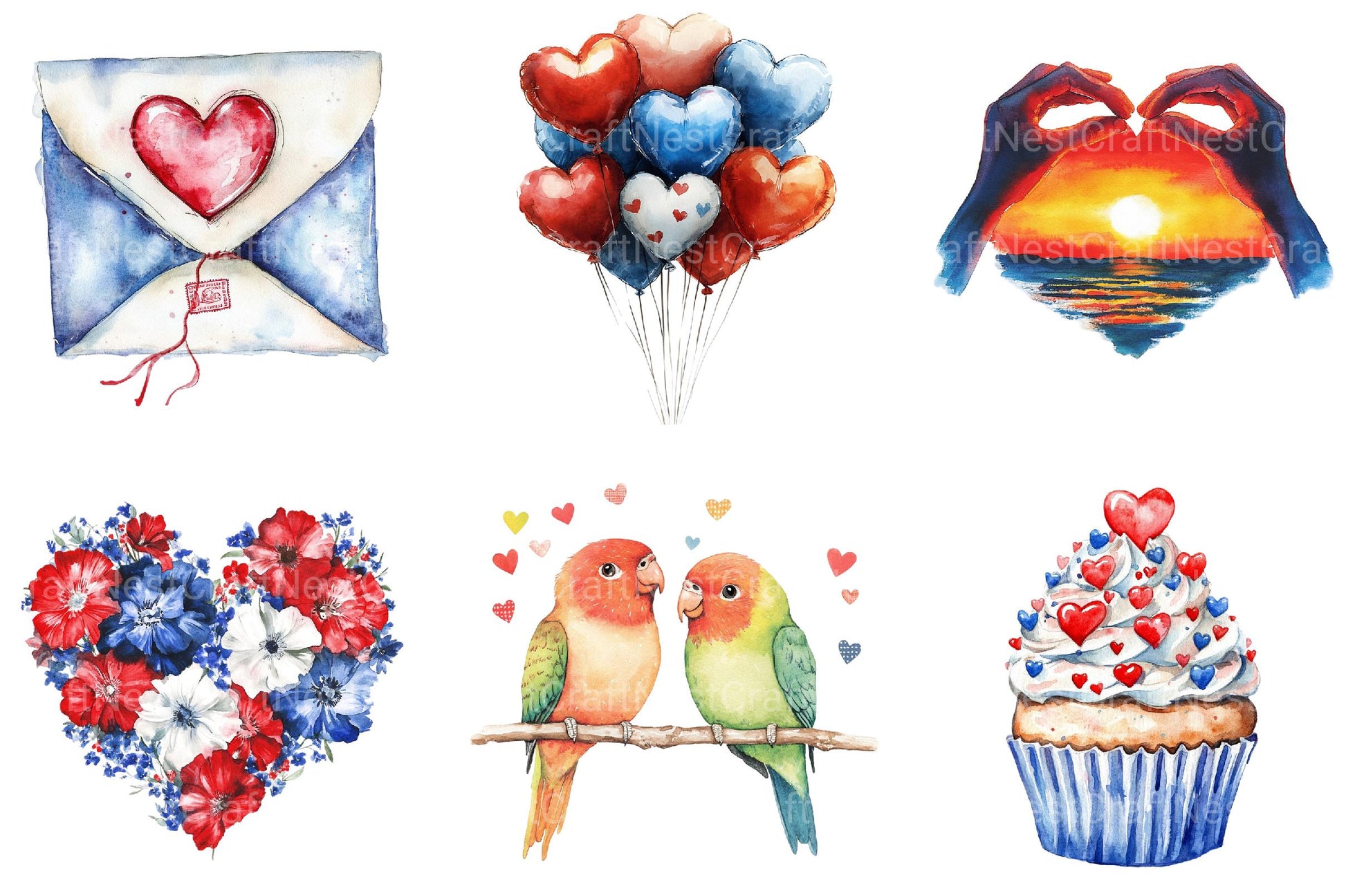 4th of July Love Clipart - CraftNest - Digital Crafting and Art