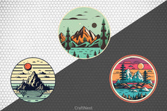Retro Mountain T Shirt Design Clipart Bundle - CraftNest - Digital Crafting and Art