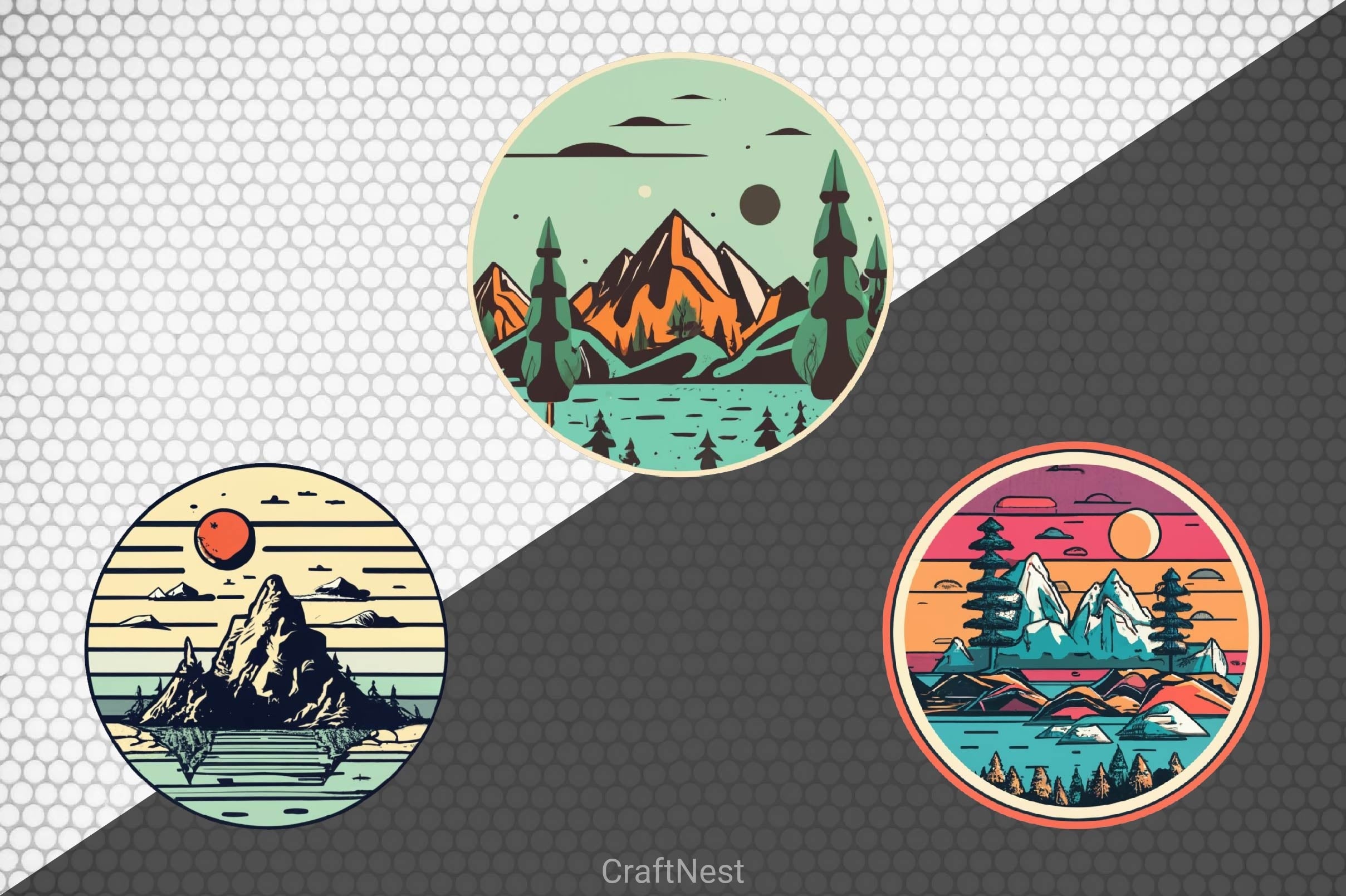 Retro Mountain T Shirt Design Clipart Bundle - CraftNest - Digital Crafting and Art