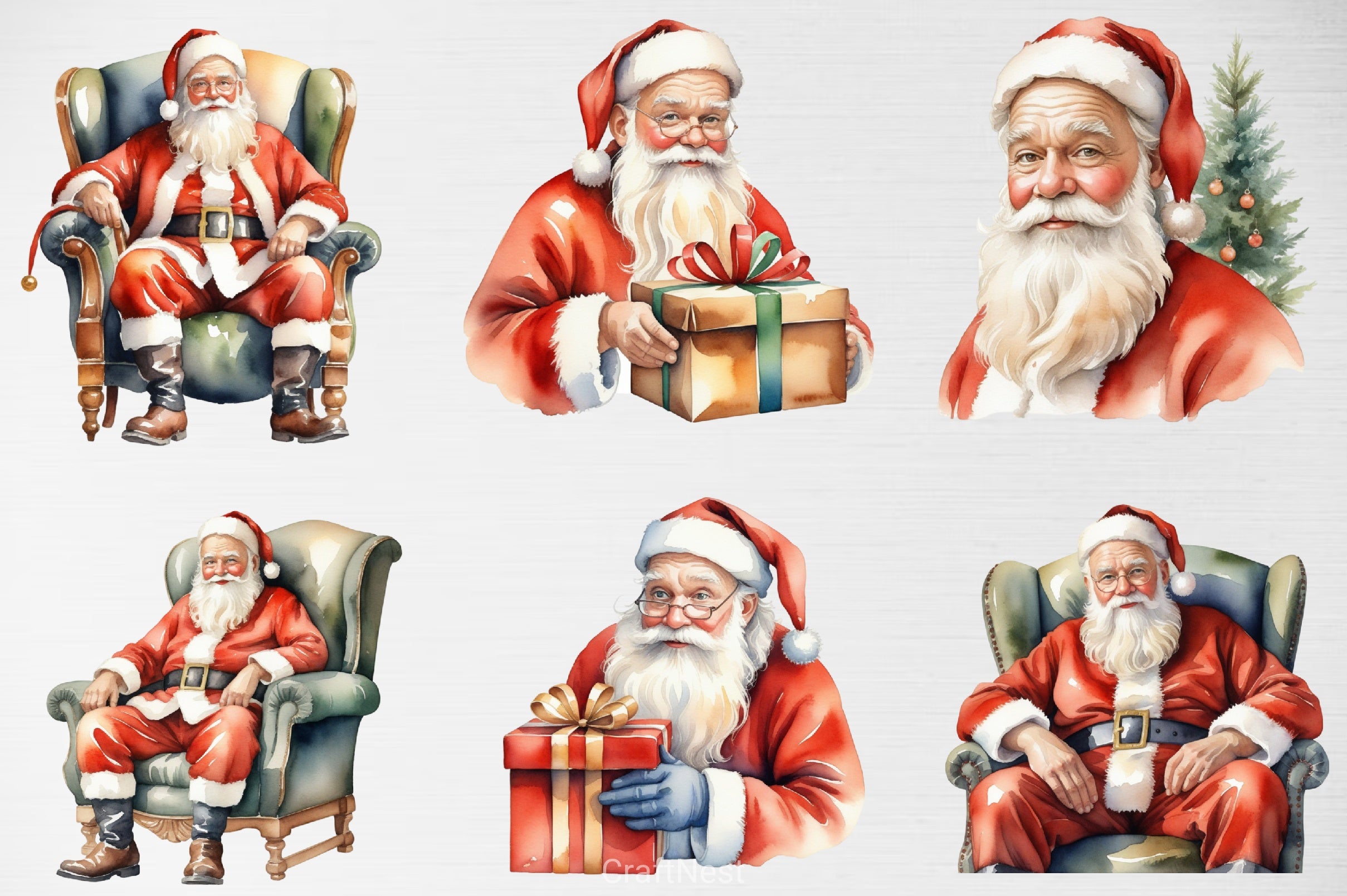 Christmas Santa Claus Clipart Bundle 5 - CraftNest - Digital Crafting and Art