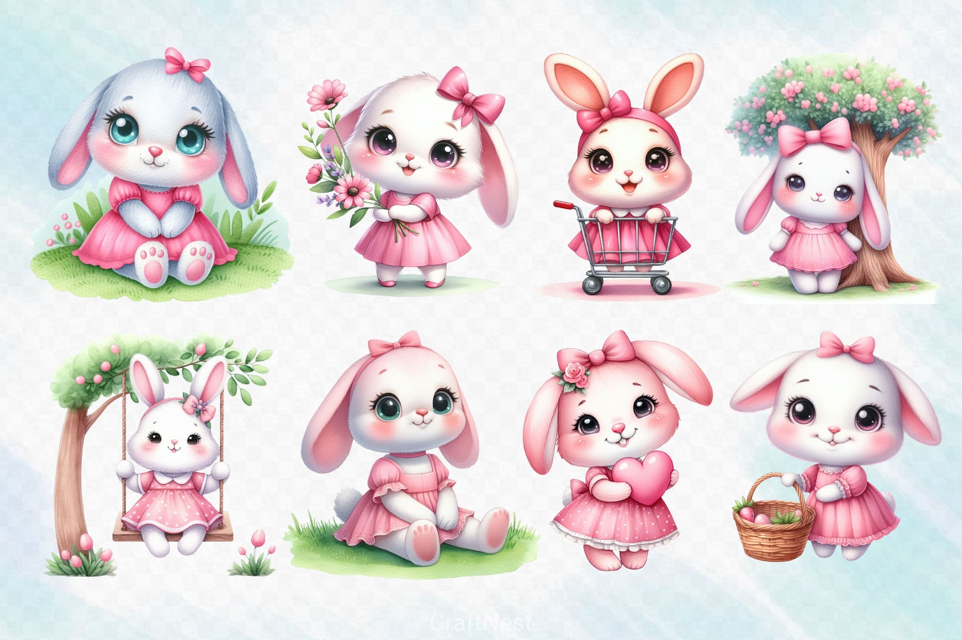 Cute Easter Bunny Clipart Bundle 8 - CraftNest - Digital Crafting and Art