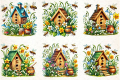 Spring Bee House Clipart Bundle - CraftNest - Digital Crafting and Art