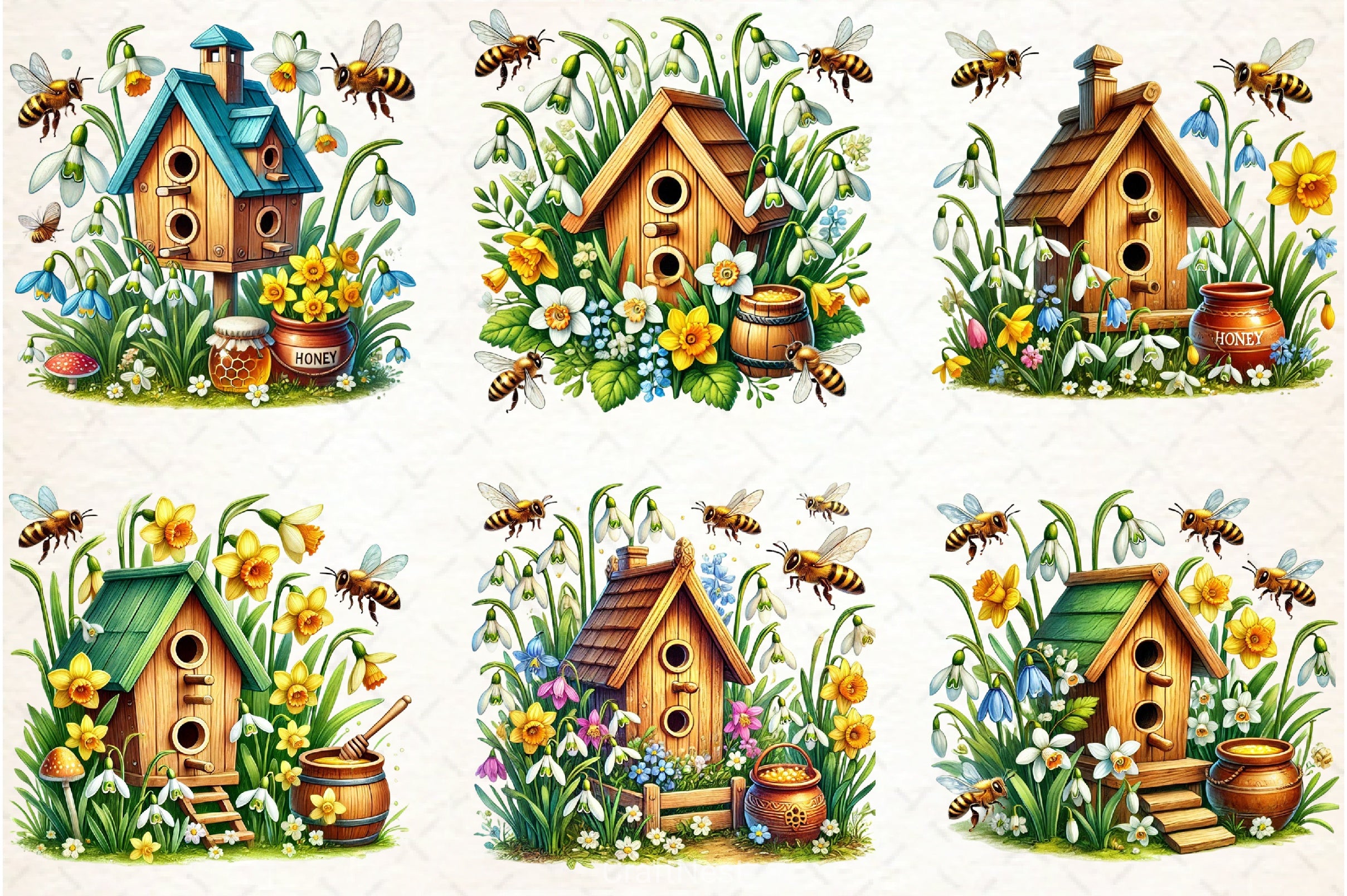 Spring Bee House Clipart Bundle - CraftNest - Digital Crafting and Art