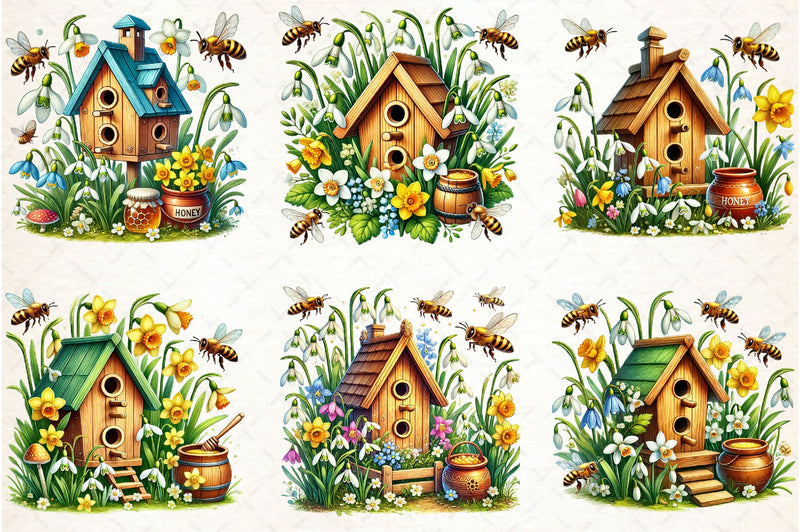 Spring Bee House Clipart Bundle - CraftNest - Digital Crafting and Art